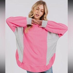 Pink and Gray Women's Sweatshirt Top NWOT